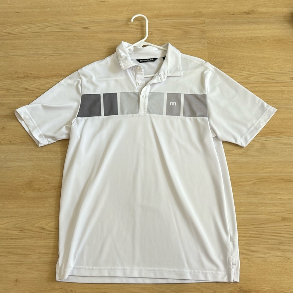 Travis Mathew medium white and grey polo!